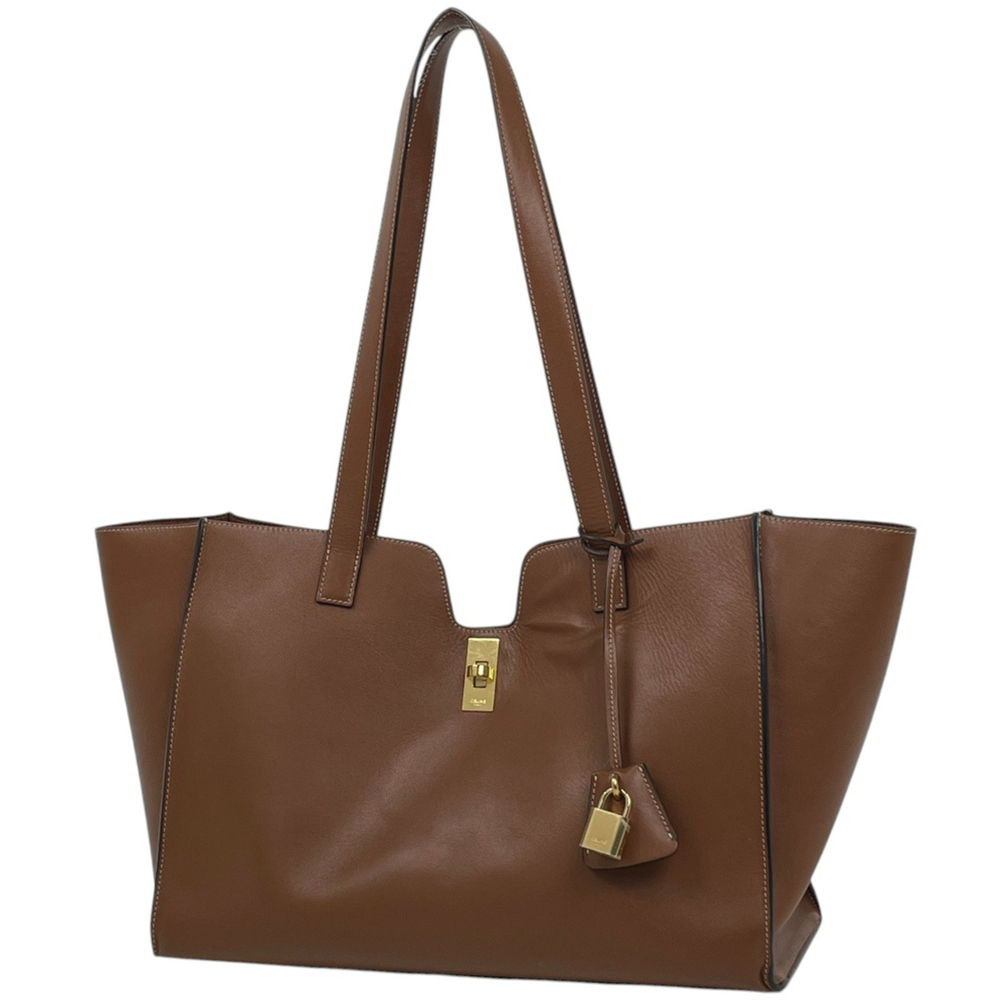 Celine Cabas 16 Tote Bag, Leather, Brown, Women's